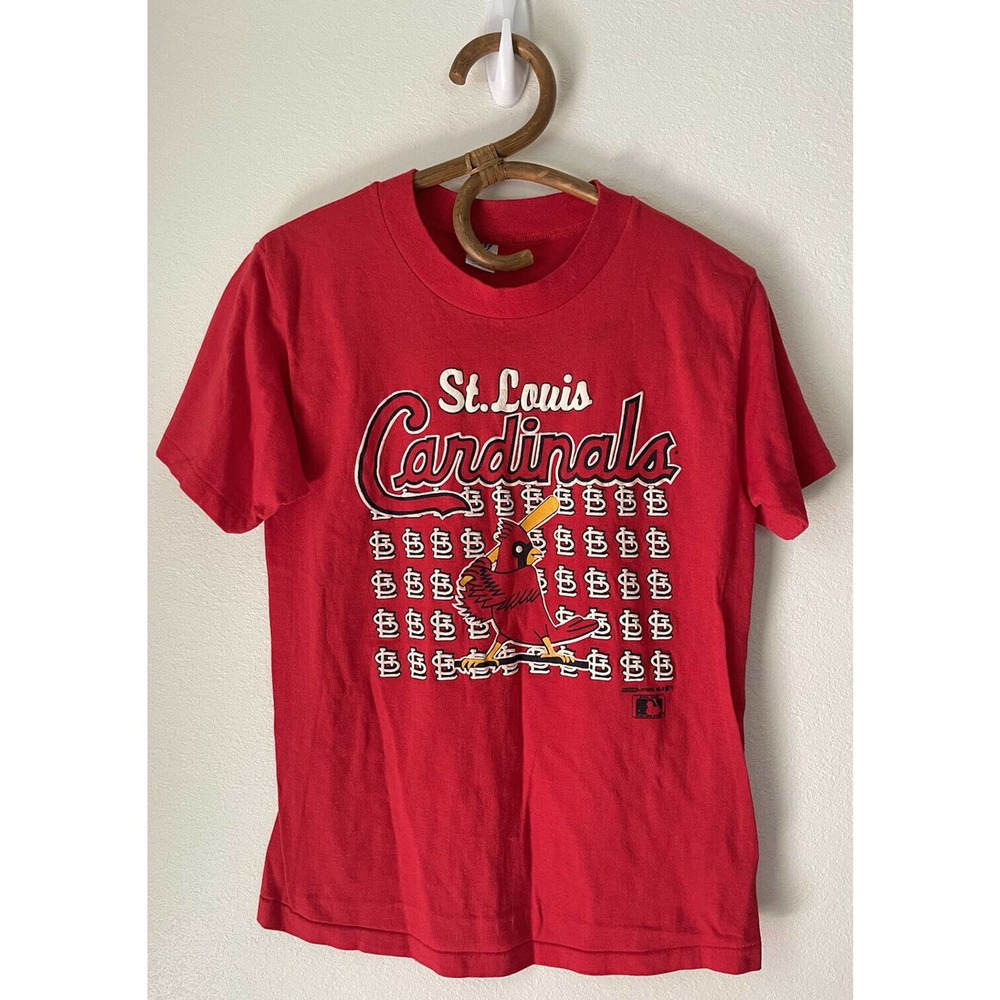 Vintage St Louis Cardinals Red TShirt Youth Childrens Size M Single-Stitch